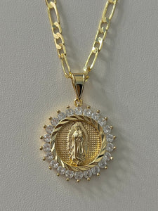 CZ Halo Virgin Mary Necklace