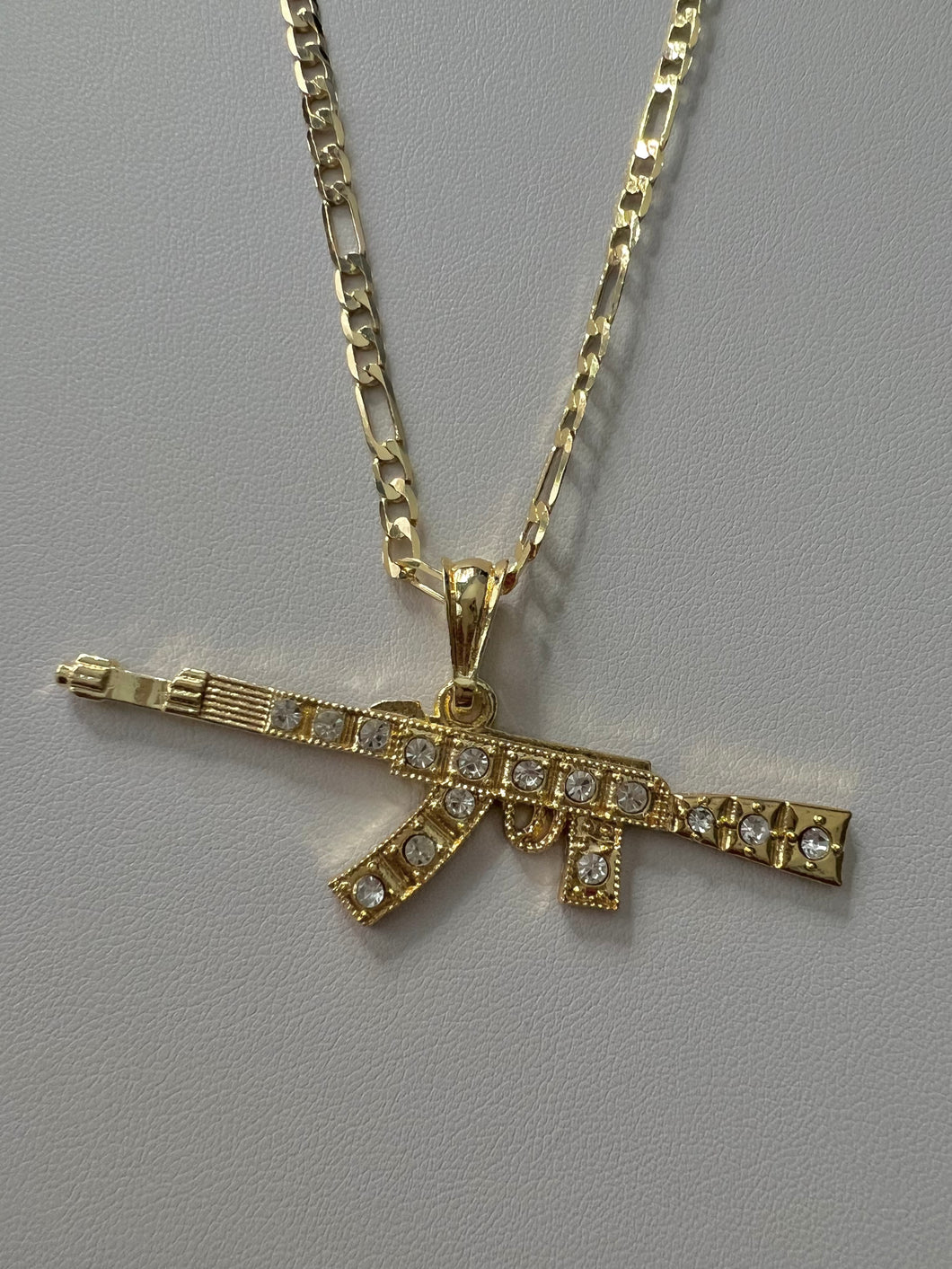Amazon.com: Alloy Ak47 Gun Pendant Necklace Iced Out Rhinestone With Miami  Cuban Chain Gold Men Women Jewelry : Clothing, Shoes & Jewelry