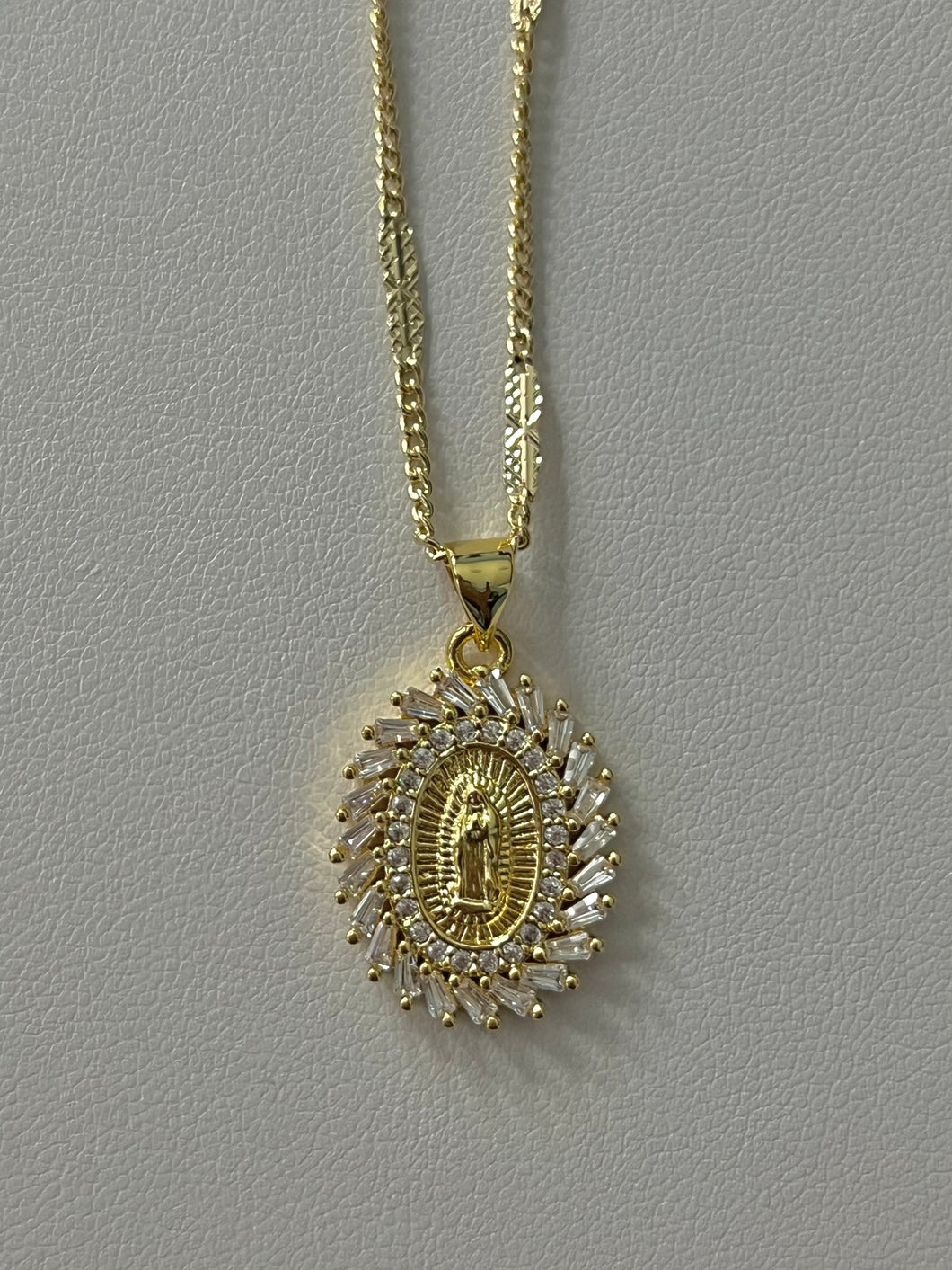 Crystal Virgin Mary Necklace