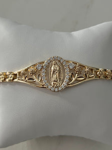 Oval Crystal Virgin Mary Bracelet