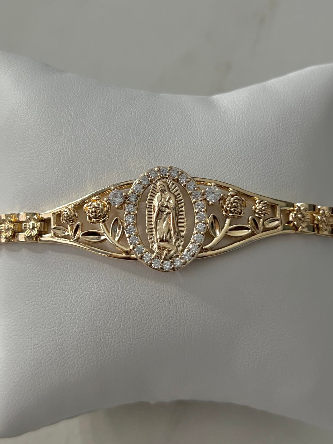 Oval Crystal Virgin Mary Bracelet