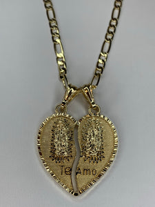 Large Double Virgin Mary “Te Amo” Necklace