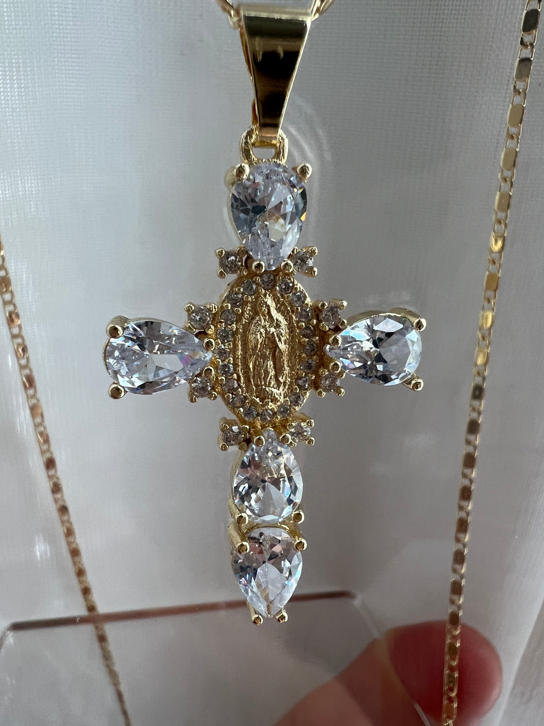 Blinged Out Virgin Mary Cross