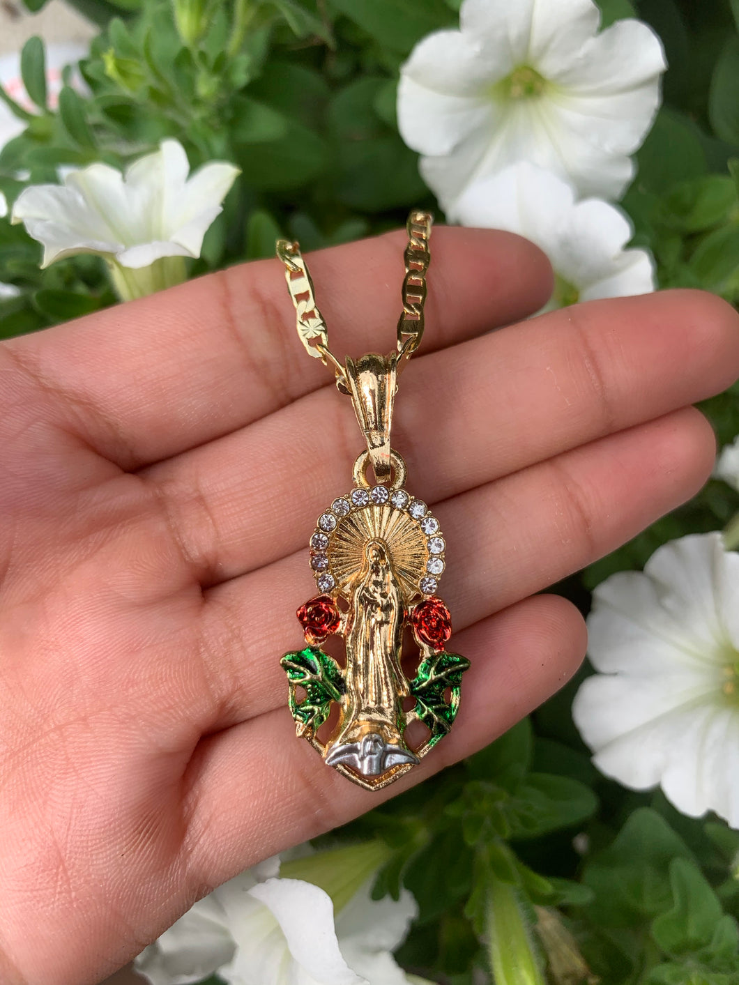 18K Gold Plated Sterling Silver Our Lady of Guadalupe Necklace – Savvy Cie  Jewels