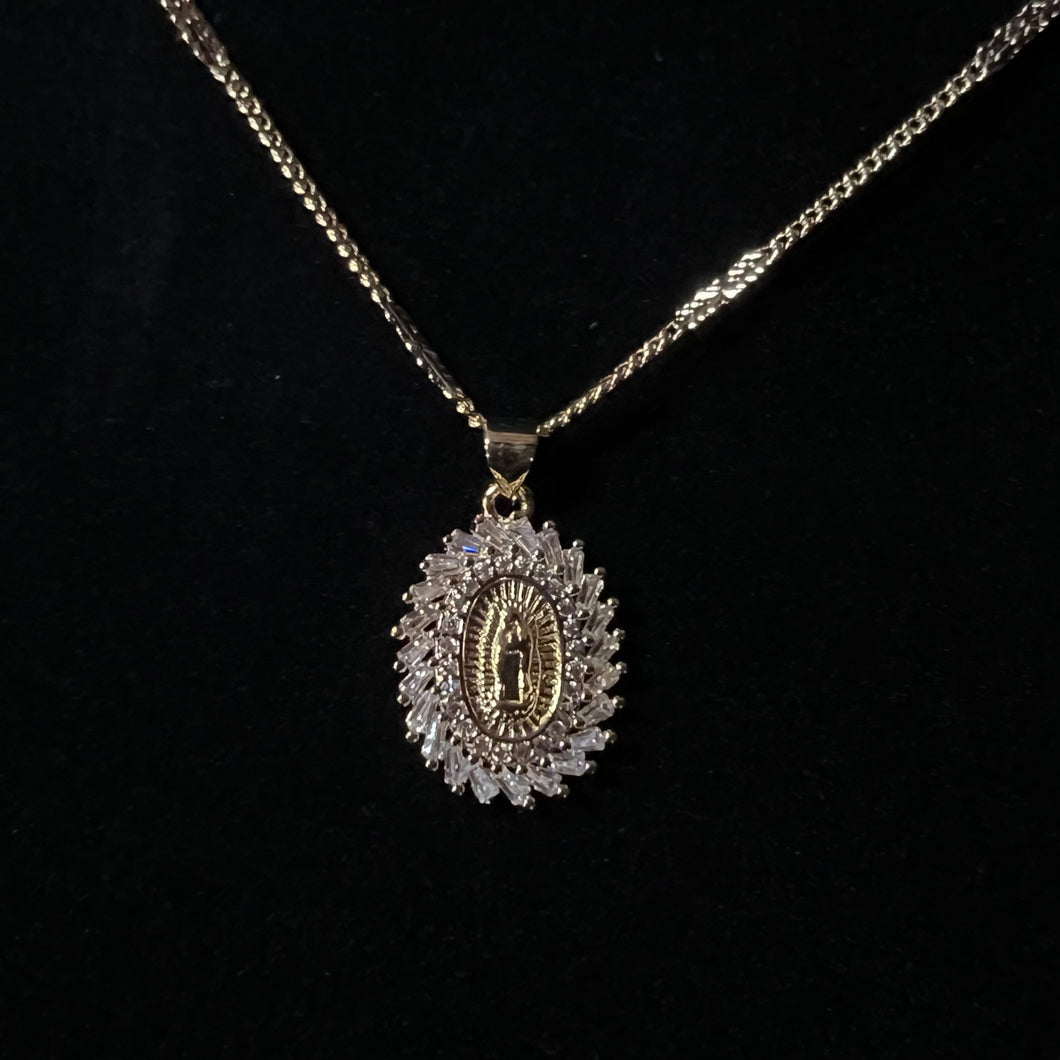 Crystal Virgin Mary Necklace