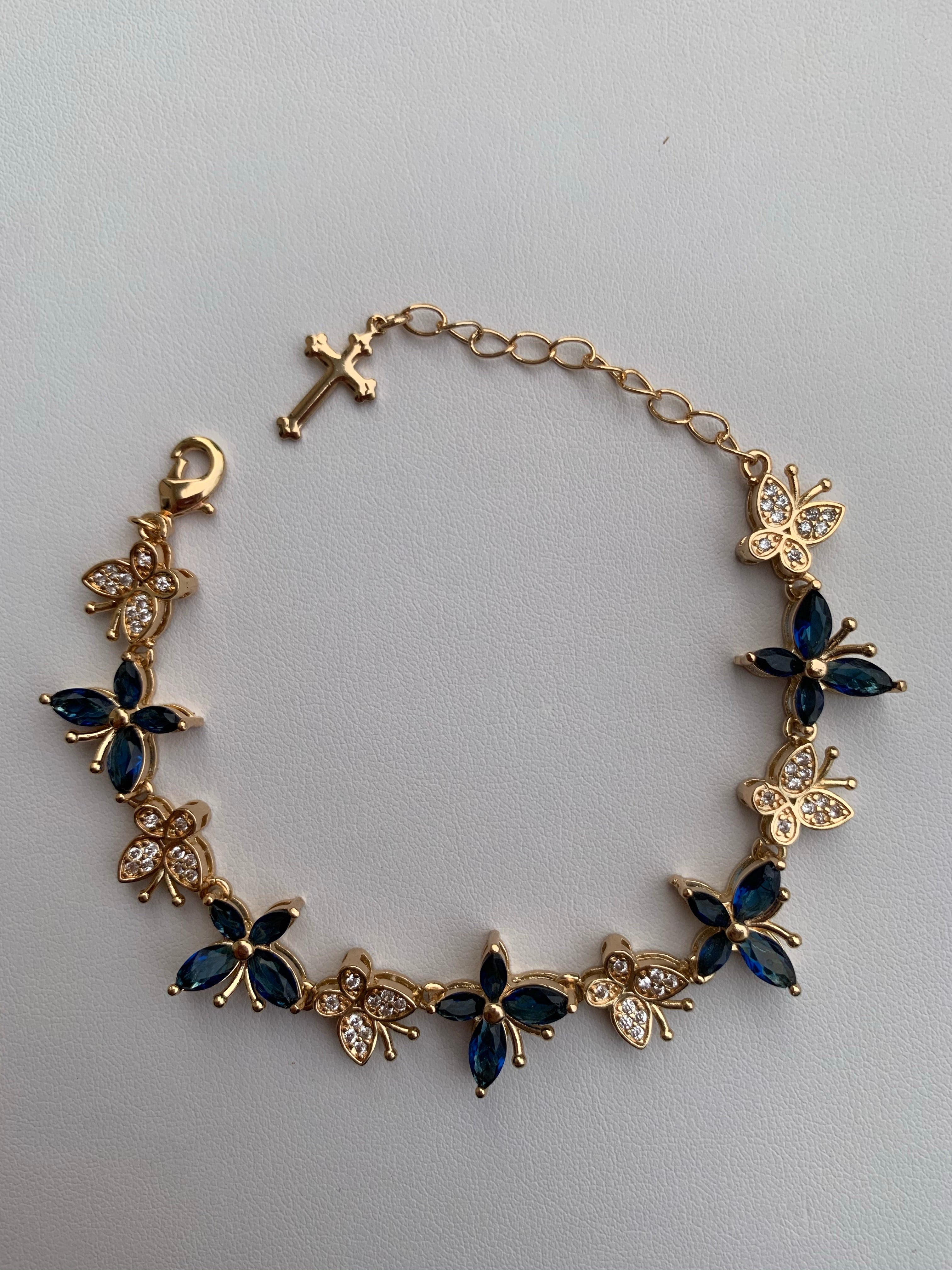 Butterfly Cuff Bracelet - 925 Silver set Genuine Stones - VY Jewelry