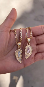 San Judas & Guadalupe Heart Necklace